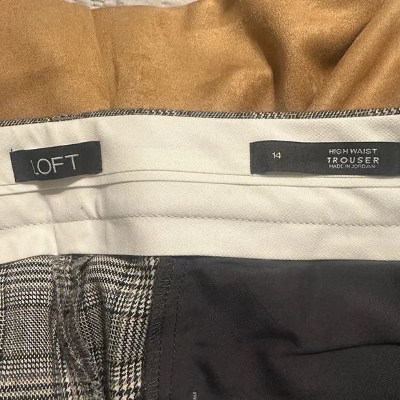 LOFT Black and White Plaid Trousers - Picture 3 of 3